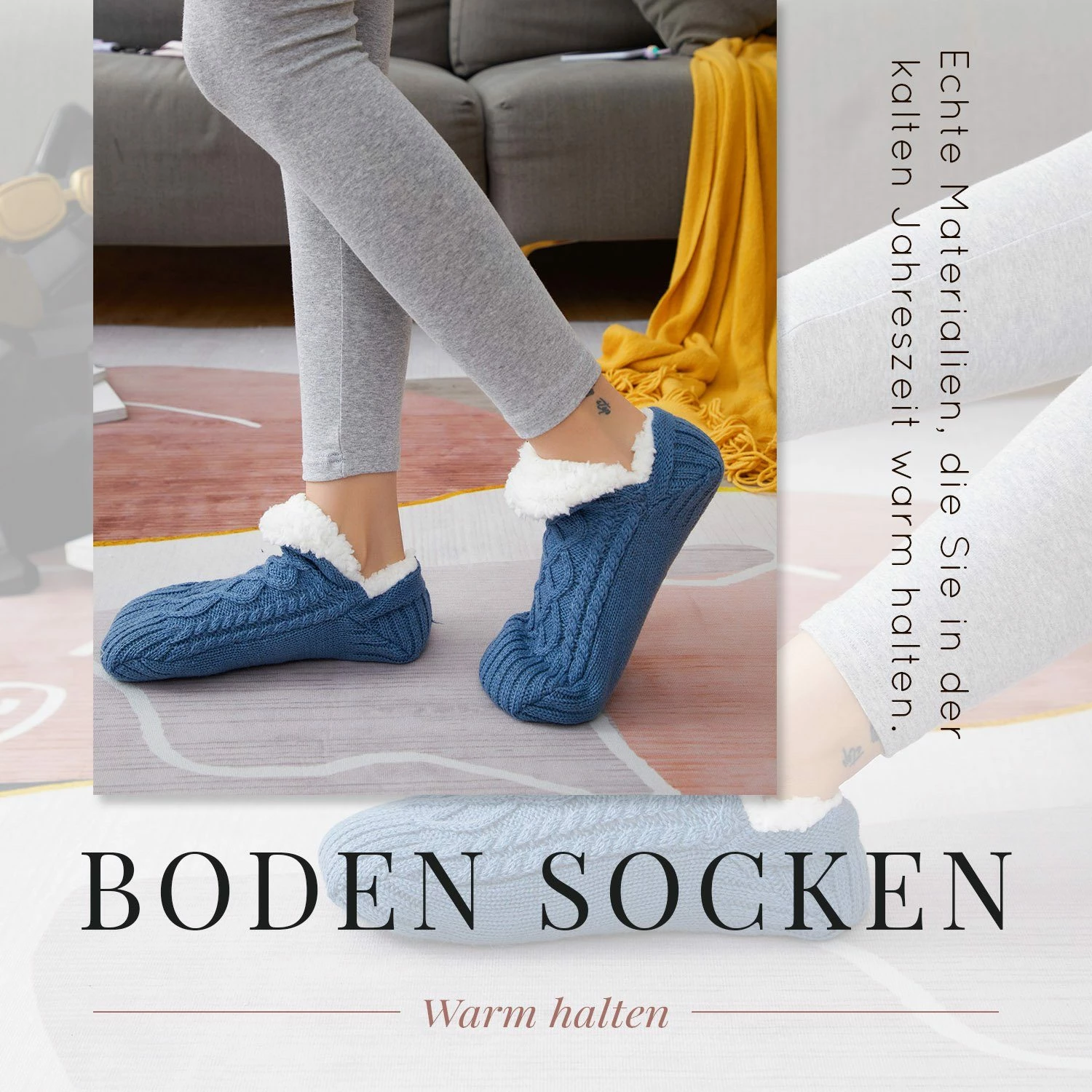 TOPMELON Haussocken Kuschelsocken Socken Stoppersocken Plüsch Hausschuhe 3 TOPMELON Haussocken Kuschelsocken Socken Stoppersocken Plüsch Hausschuhe – Bild 2