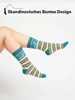 HomeOfSocks Norwegersocken Hygge Elch Norweger Socken Für Herren Und Damen Mit Wolle 2er Pack Wollsocken Fröhlich Bunten Elch Mustern Druckarmer Zehennaht -Buffalo Shop 21509629 b493 44e8 a90a 1211ecffa25f