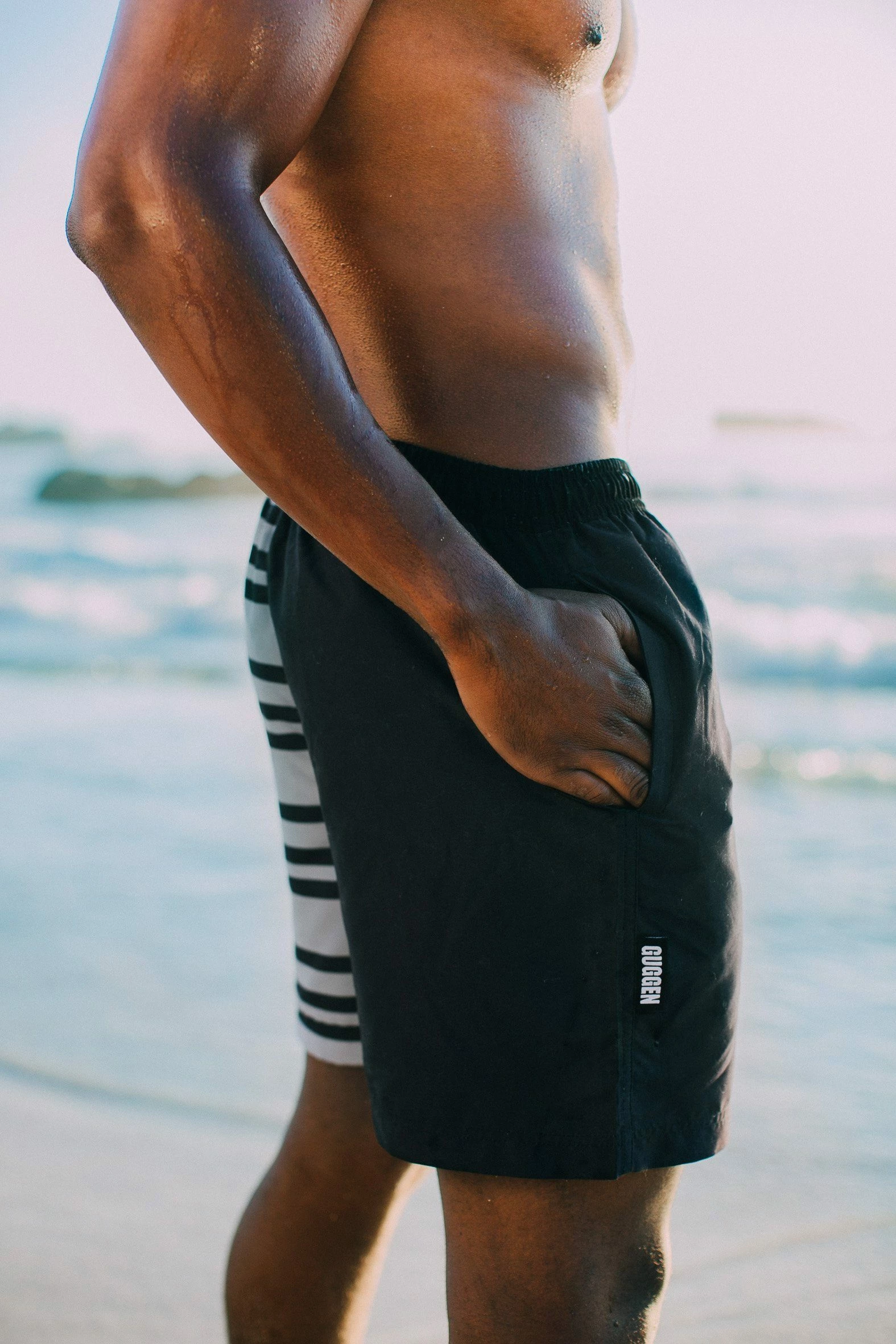 GUGGEN Mountain Badehose Badehose Herren B1 Schnelltrocknende Badeshorts Schwarz Weiss 9 GUGGEN Mountain Badehose Badehose Herren B1 Schnelltrocknende Badeshorts Schwarz Weiss – Bild 7