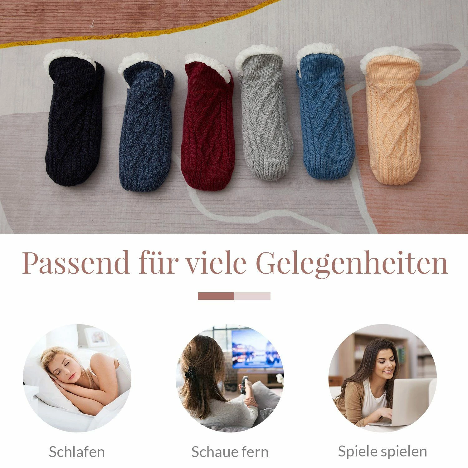 TOPMELON Haussocken Kuschelsocken Socken Stoppersocken Plüsch Hausschuhe 8 TOPMELON Haussocken Kuschelsocken Socken Stoppersocken Plüsch Hausschuhe – Bild 7