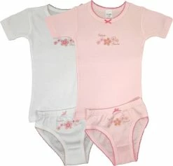 EloModa Unterhemd 4-teilig Mädchen-Unterwäsche-Set Unterhemden Slips Baumwolle; (4-St) Gemustert