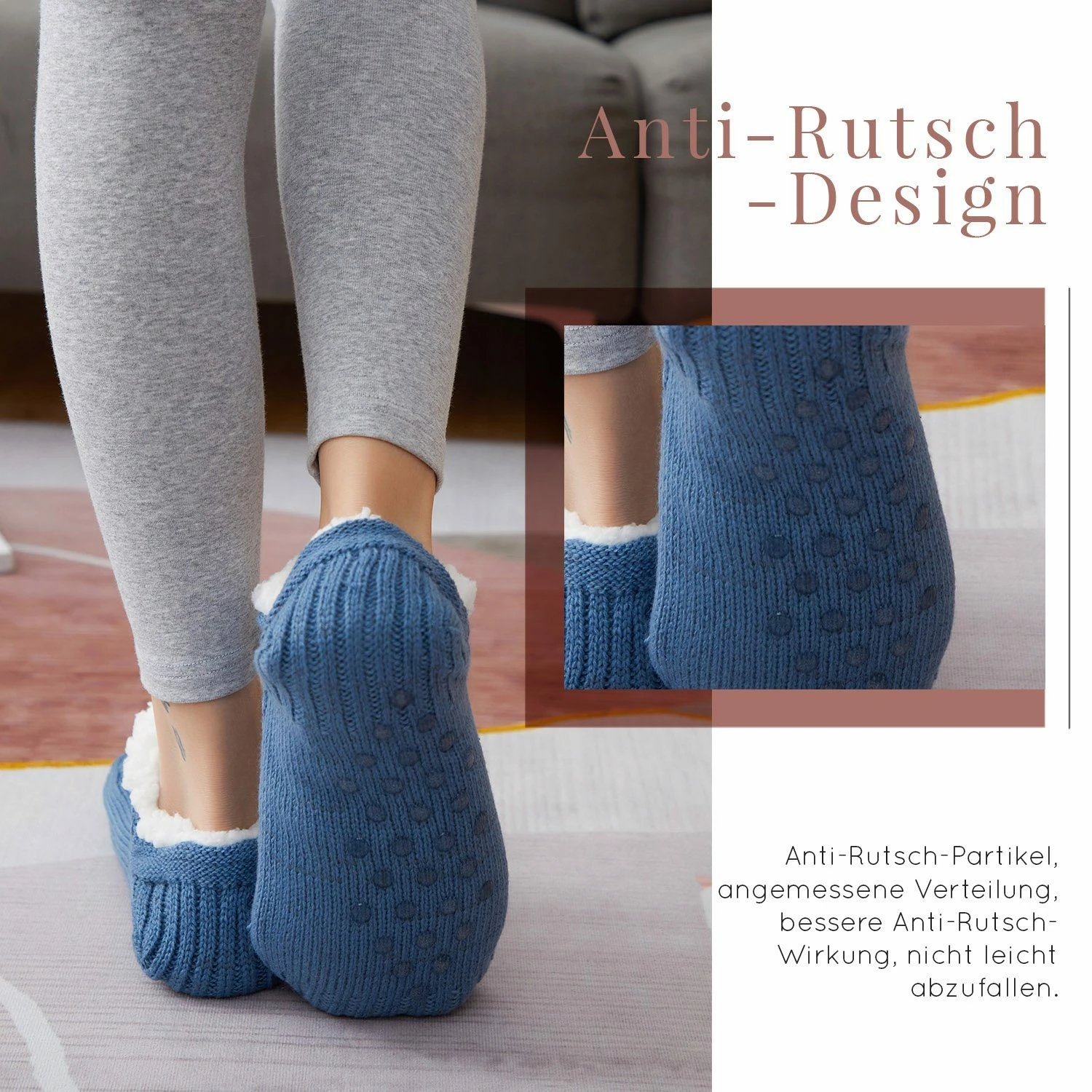 TOPMELON Haussocken Kuschelsocken Socken Stoppersocken Plüsch Hausschuhe 5 TOPMELON Haussocken Kuschelsocken Socken Stoppersocken Plüsch Hausschuhe – Bild 4