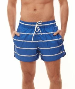 Blend Bikini-Hose BLEND Salvio Herren Badeshorts Schnell Trocknende Bade-Hose 20711227 Freizeit-Hose Blau/Weiß
