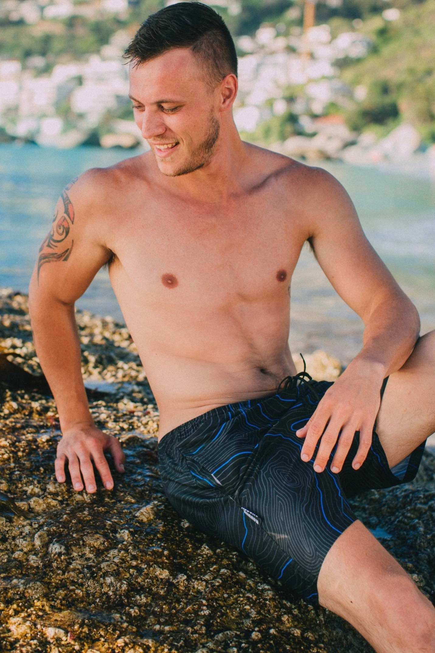 GUGGEN Mountain Badehose Badehose Herren Schnelltrocknende Beachshorts 2335 Schnelltrocknende Badeshorts Gestreiftes Muster 6 GUGGEN Mountain Badehose Badehose Herren Schnelltrocknende Beachshorts 2335 Schnelltrocknende Badeshorts Gestreiftes Muster – Bild 4