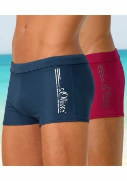 S.Oliver Boxer-Badehose Mit Logoschriftzug Im Coolen Used-Look