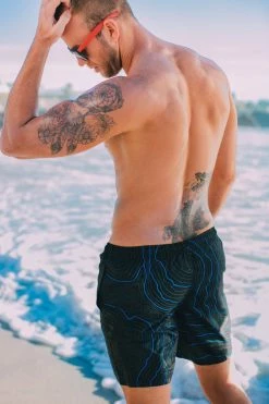 GUGGEN Mountain Badehose Badehose Herren Schnelltrocknende Beachshorts 2335 Schnelltrocknende Badeshorts Gestreiftes Muster